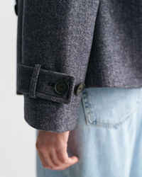 Cropped wollen jack met visgraatmotief