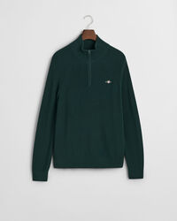 Trui met korte rits van geribde katoen-wolmix