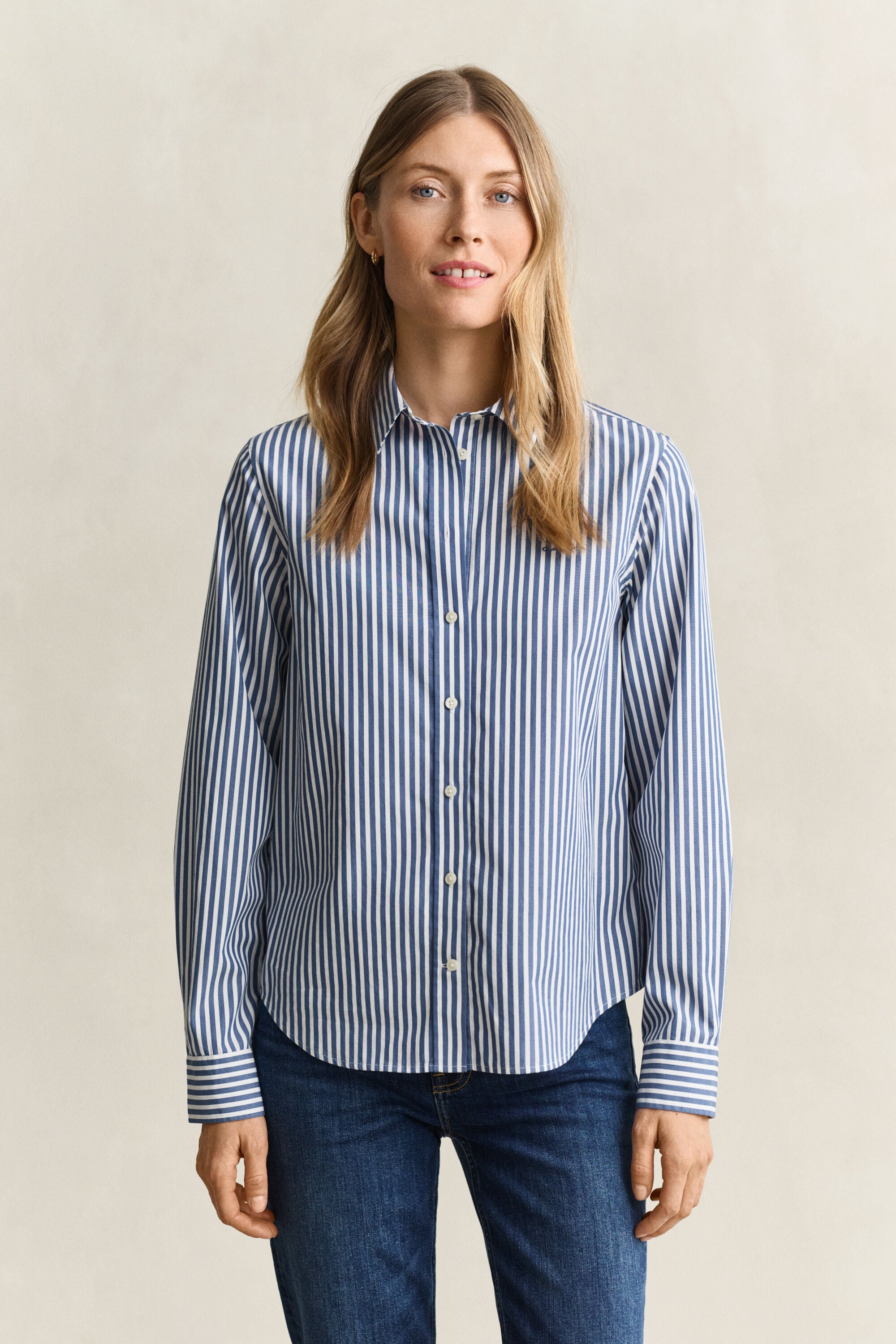 Classic Regular gestreept poplin overhemd