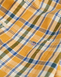 Regular Fit geruit overhemd met korte mouwen van katoen en linnen