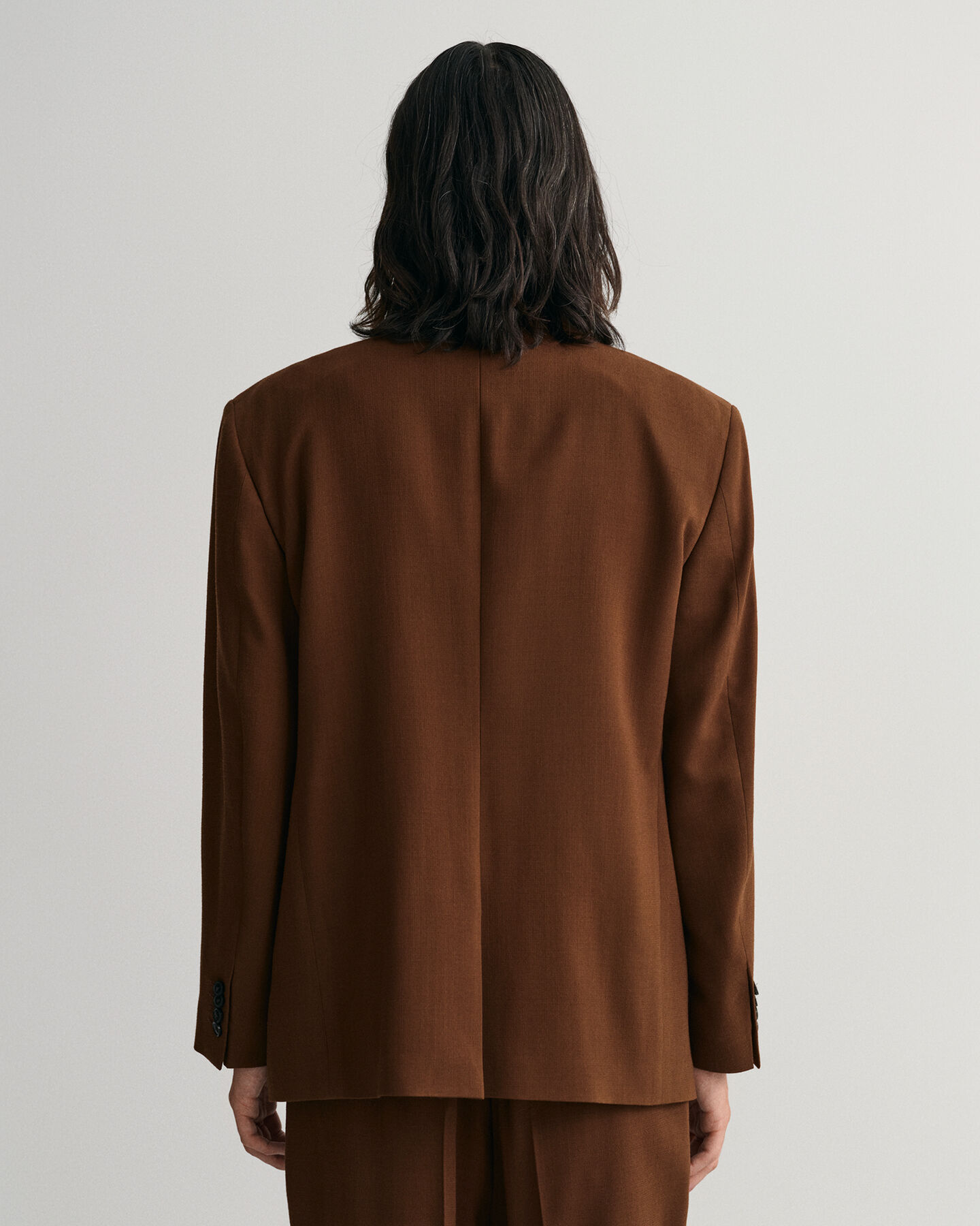 Oversized kostuumblazer van wolcrêpe