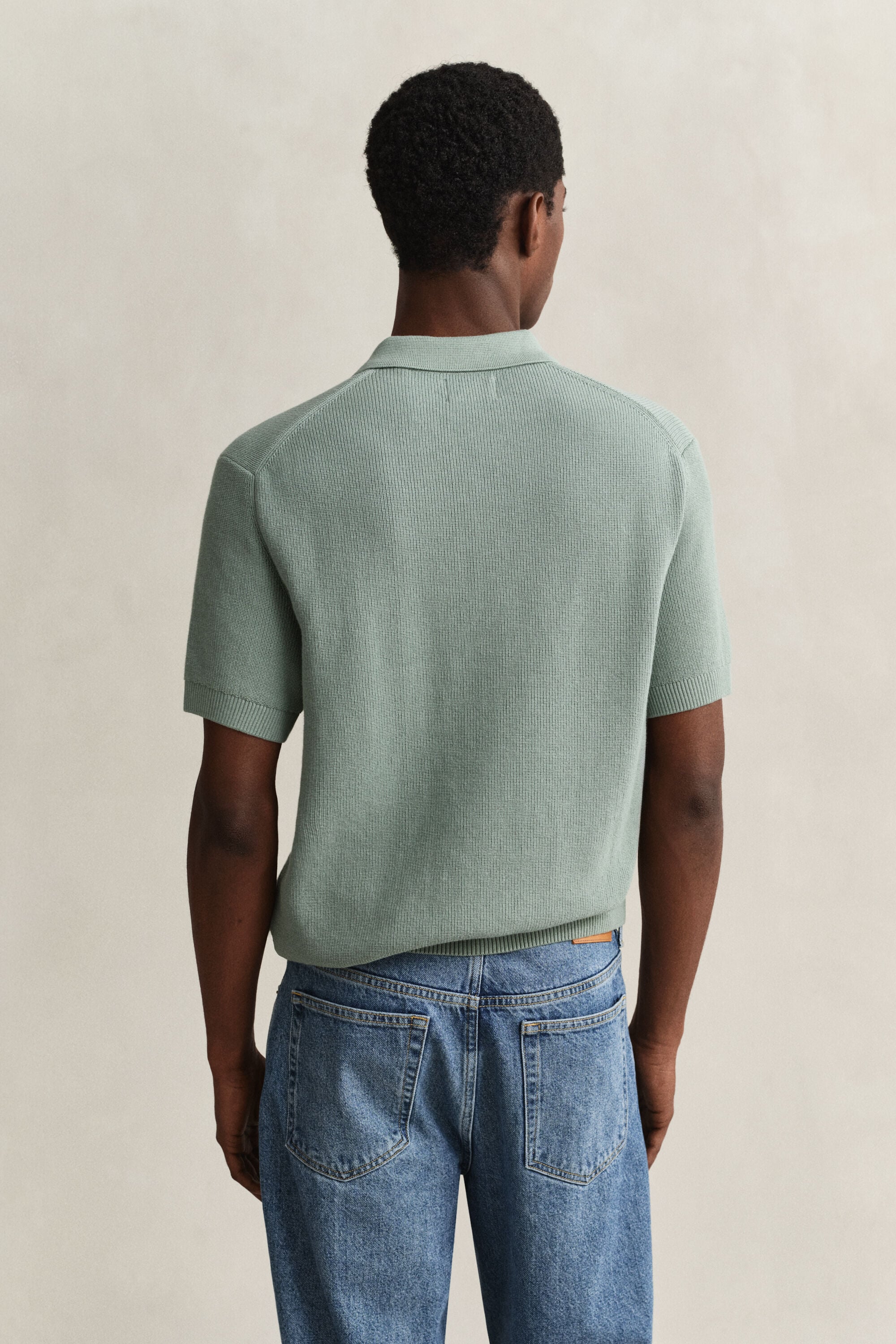 Polosweater van geribd katoen