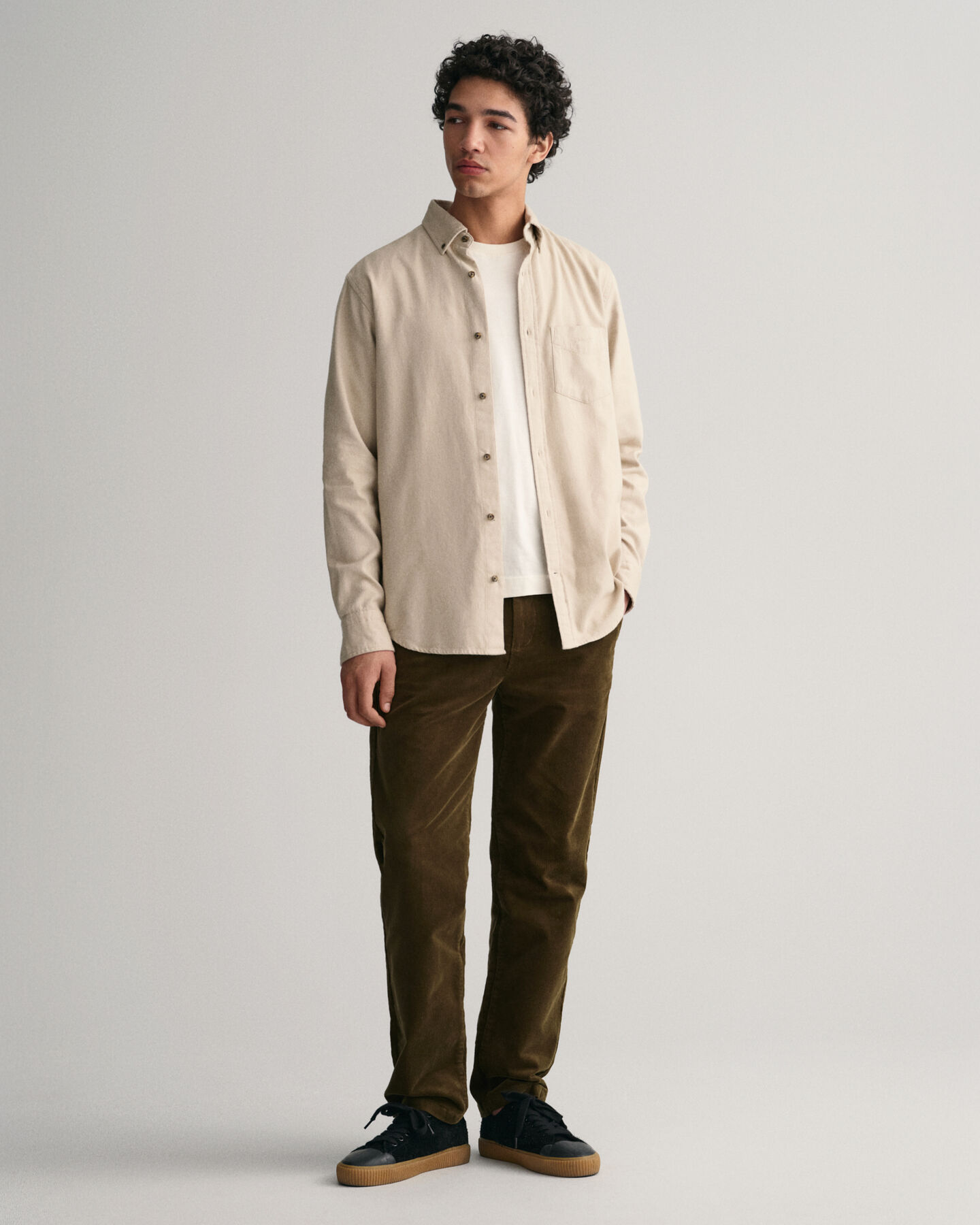 Regular Fit flanellen overhemd met visgraatmotief