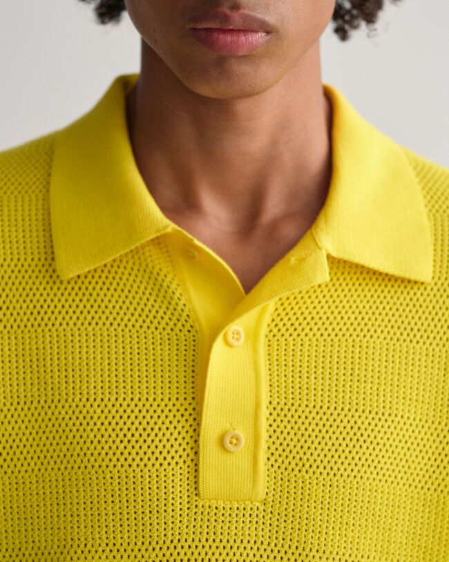 Textured poloshirt van katoen