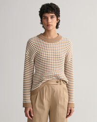 Ribtrui met ronde hals en strepen van ribkatoen