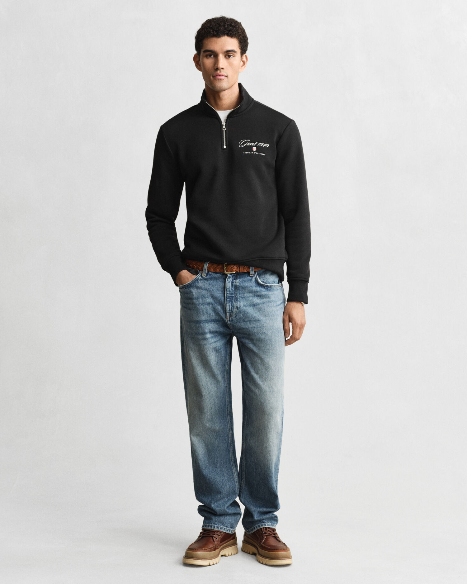 Graphic sweatshirt met korte rits