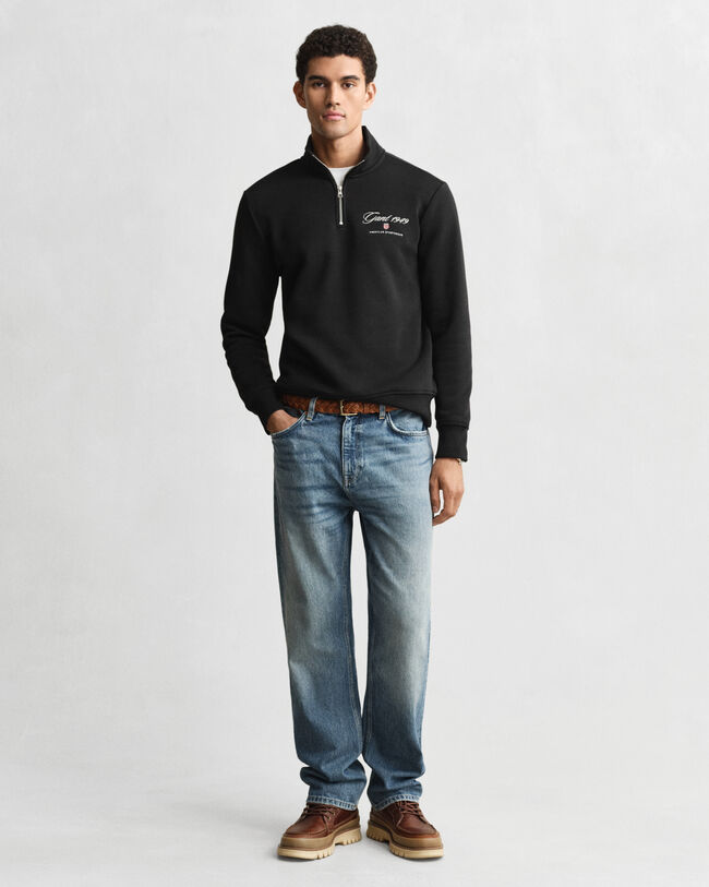 Graphic sweatshirt met korte rits