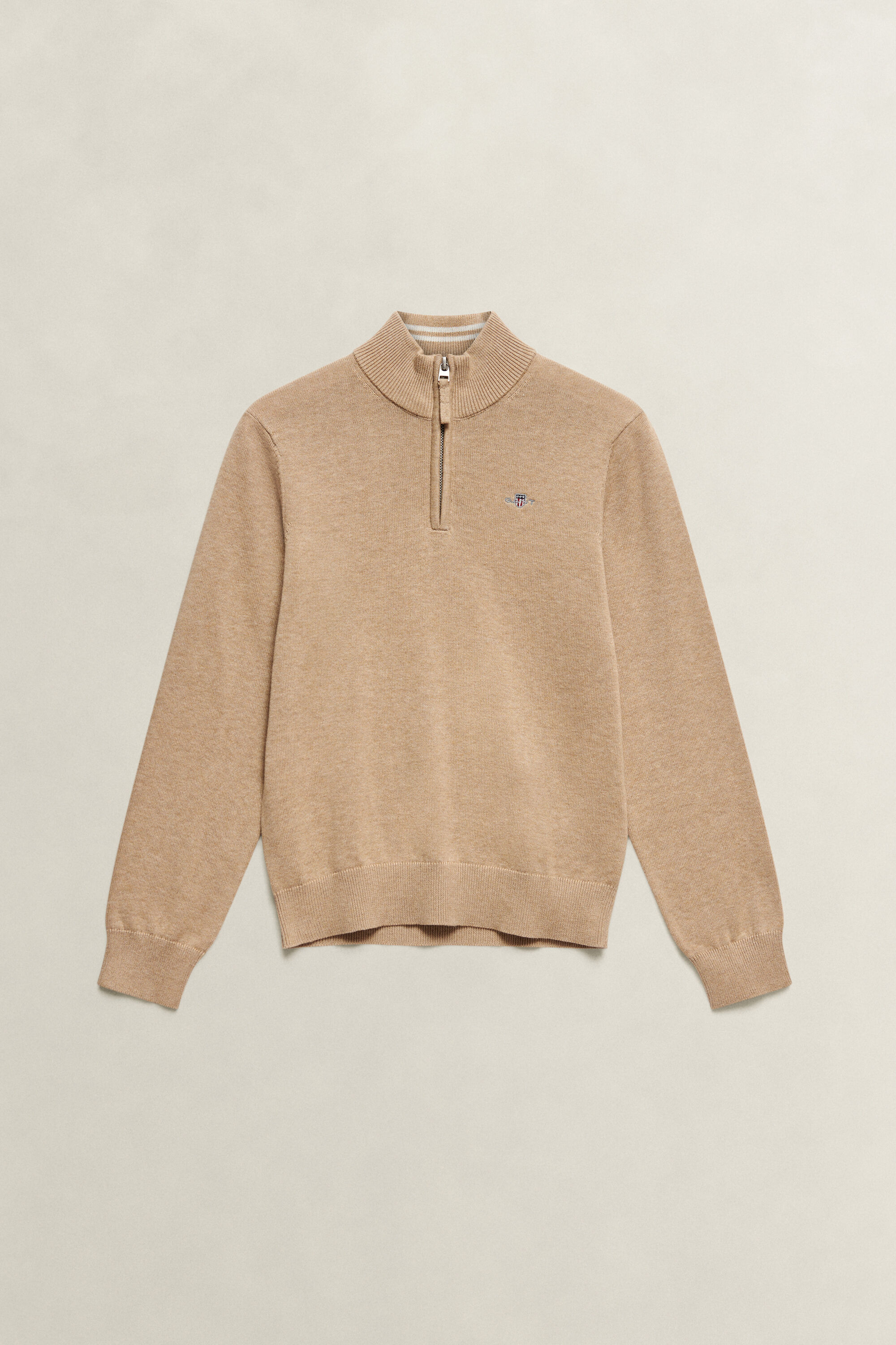 Sweater met korte rits en schild voor tienerjongens