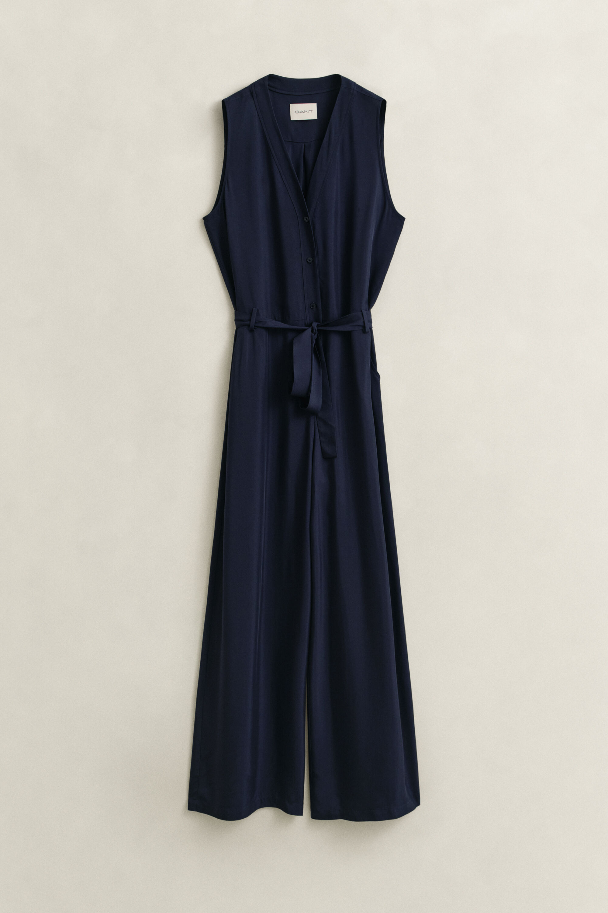 Jumpsuit van keperstof met ceintuur