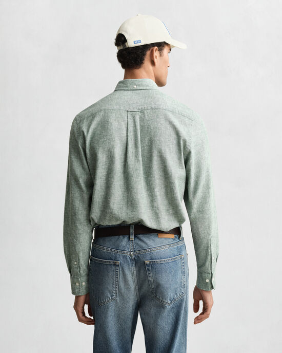 Regular Fit overhemd van katoen en linnen