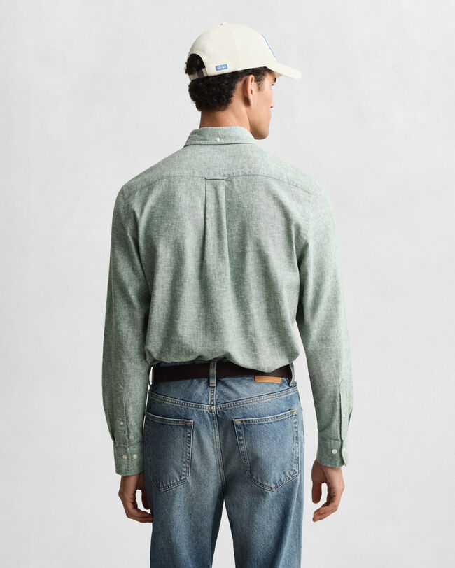 Regular Fit overhemd van katoen en linnen