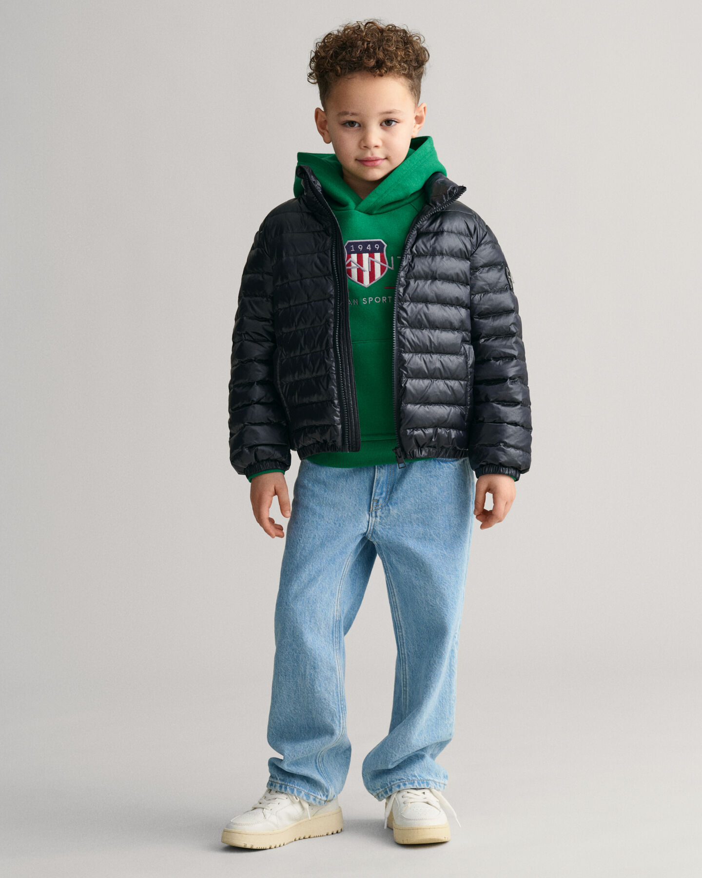 Kids glanzend lichtgewicht donsjack met wattering