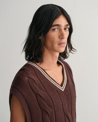 Gebreide bodywarmer met kabels