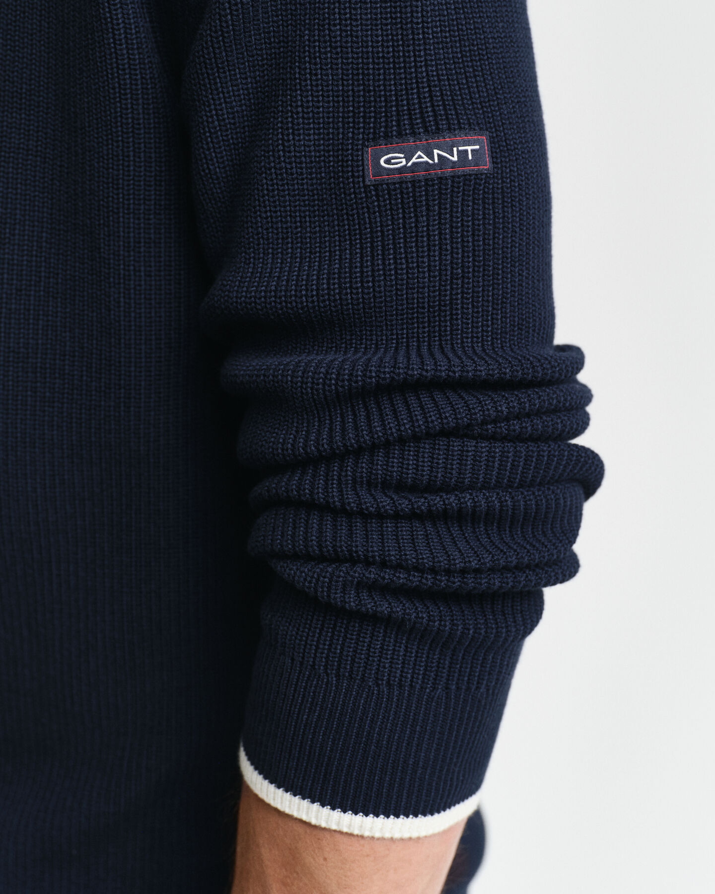 Geribde katoenen trui met ronde hals