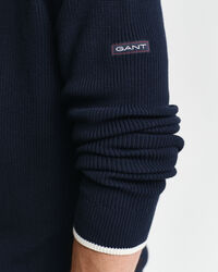 Geribde katoenen trui met ronde hals