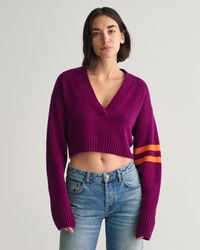 Cropped kasjmier sweater met V-hals