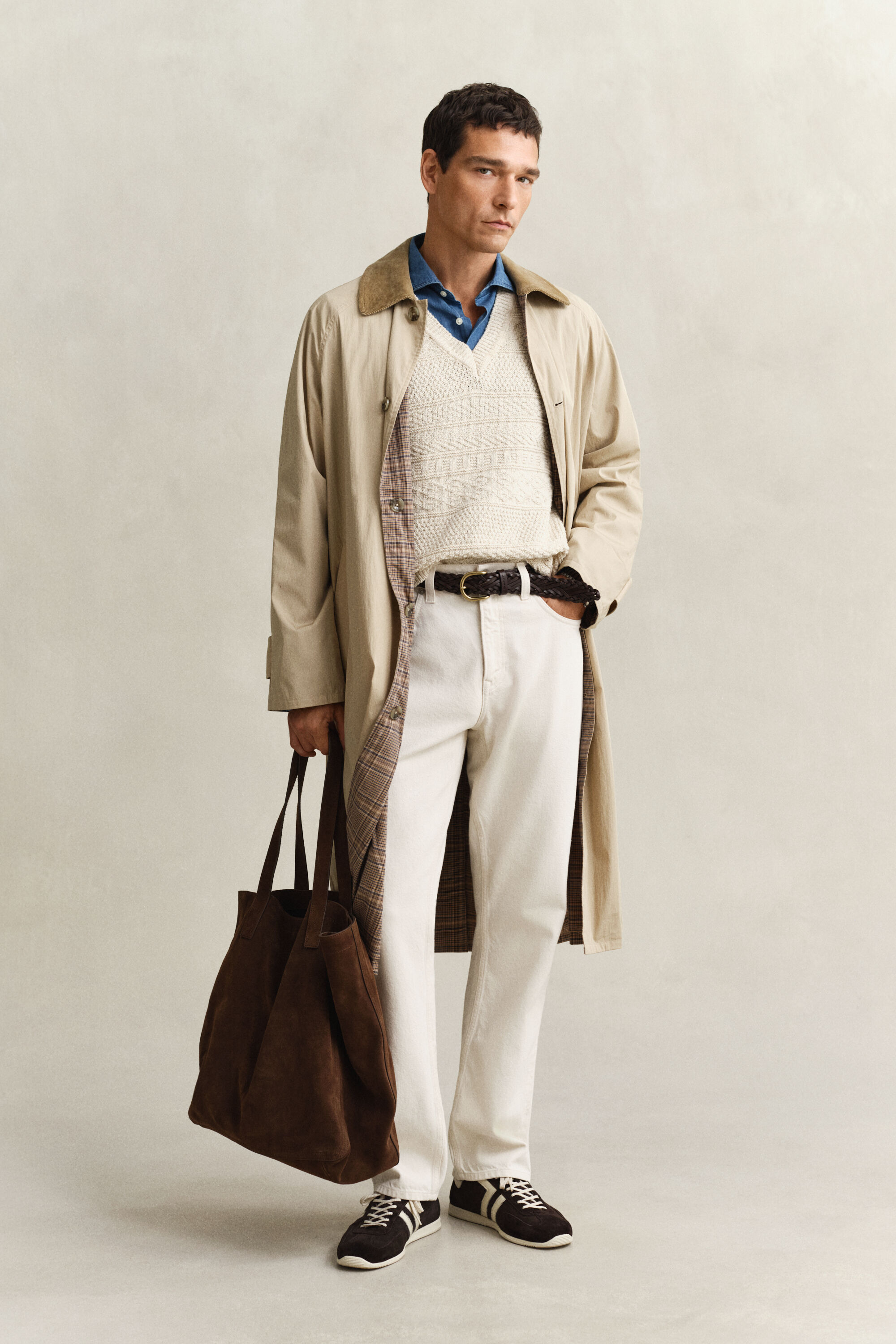 Spencer van katoenmix met textuur