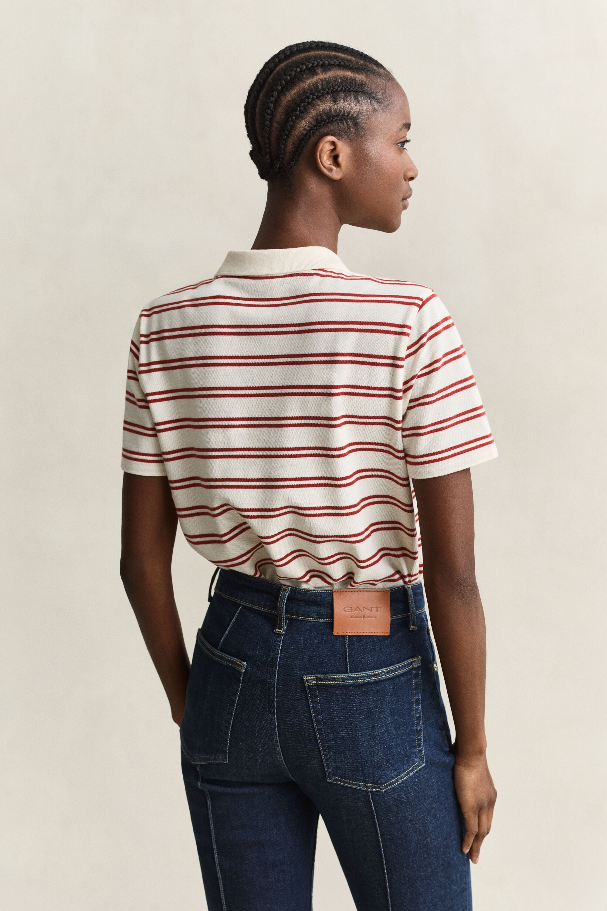 Gestreepte piqué polotop