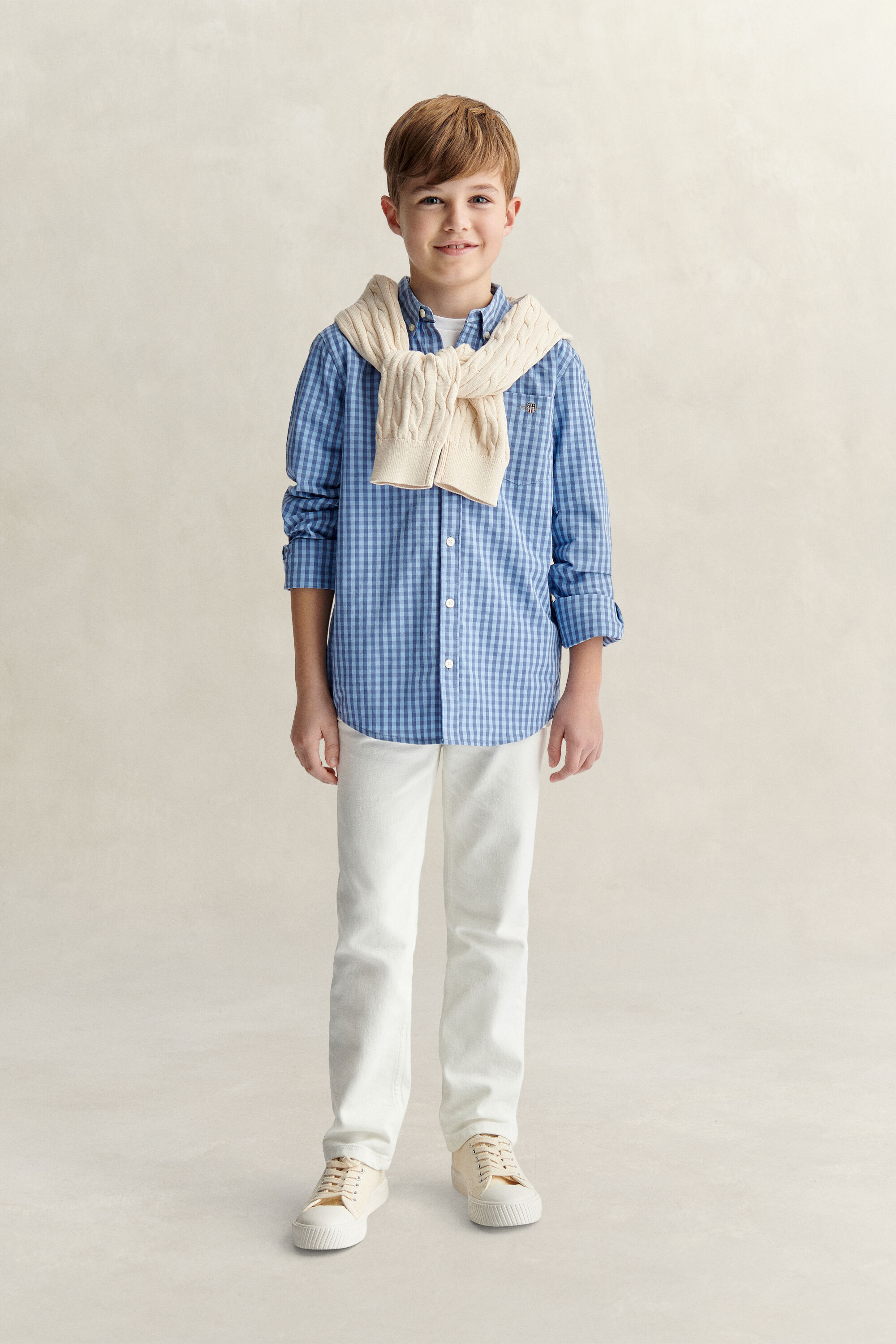 Teen Boys poplin overoverhemd met Gingham-ruitje