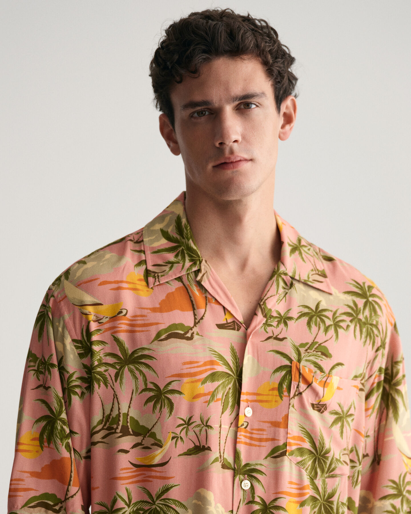 Regular Fit Hawaiian Print overhemd met korte mouwen