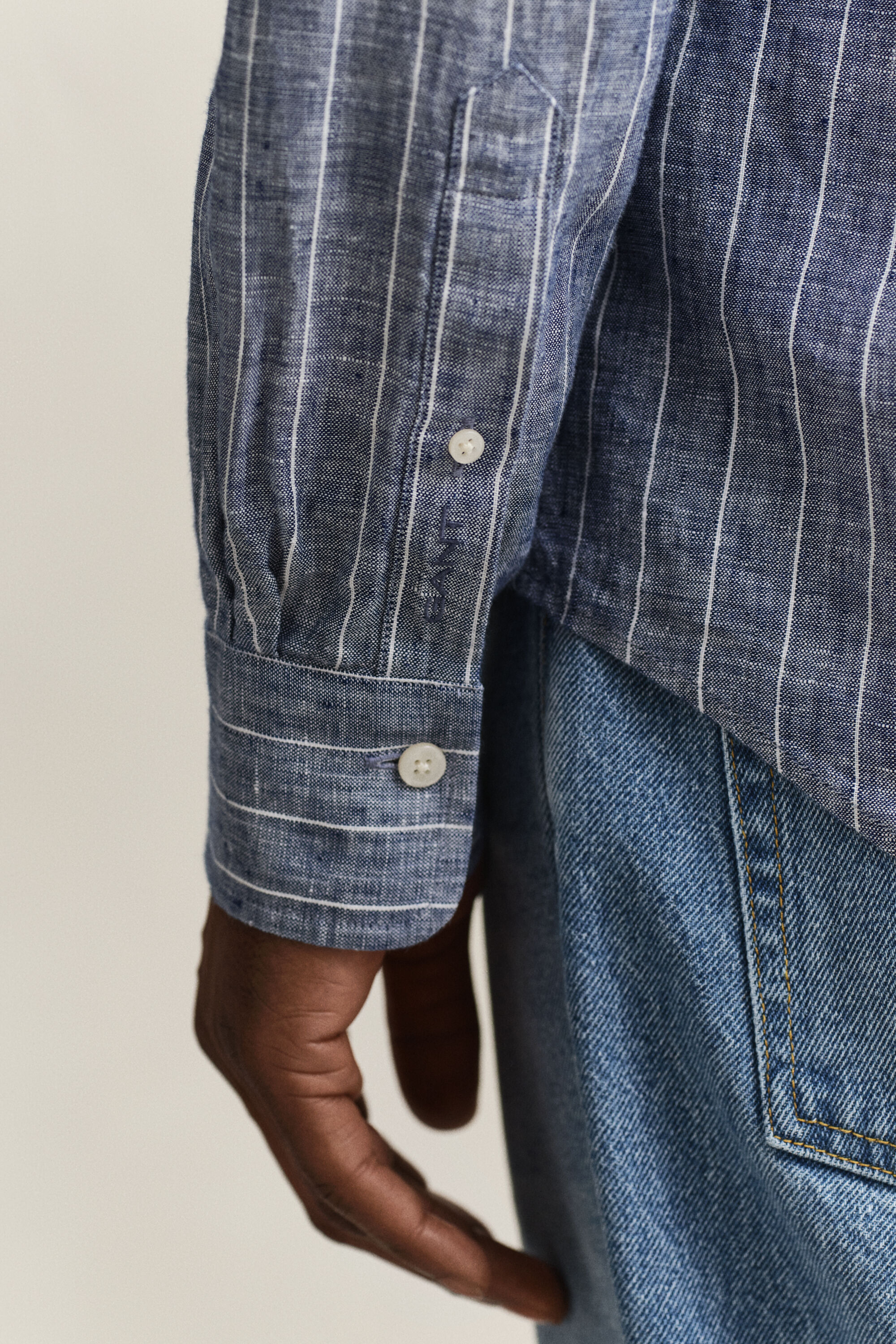 Gestreept linnen overoverhemd