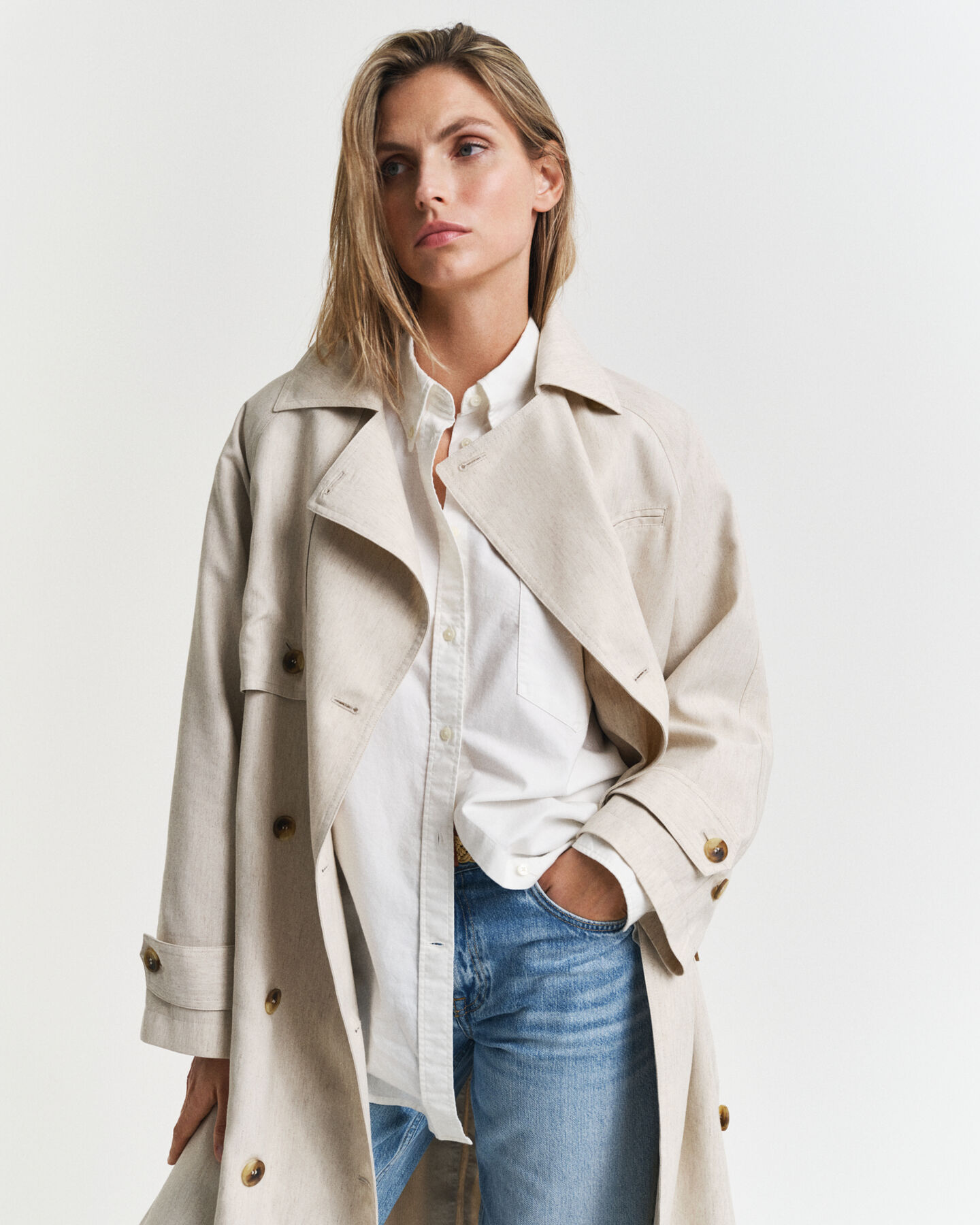 Trenchcoat van linnenmix