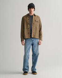 Overshirt van geborstelde keper