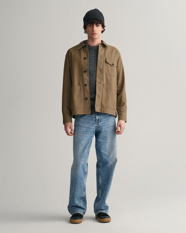 Overshirt van geborstelde keper