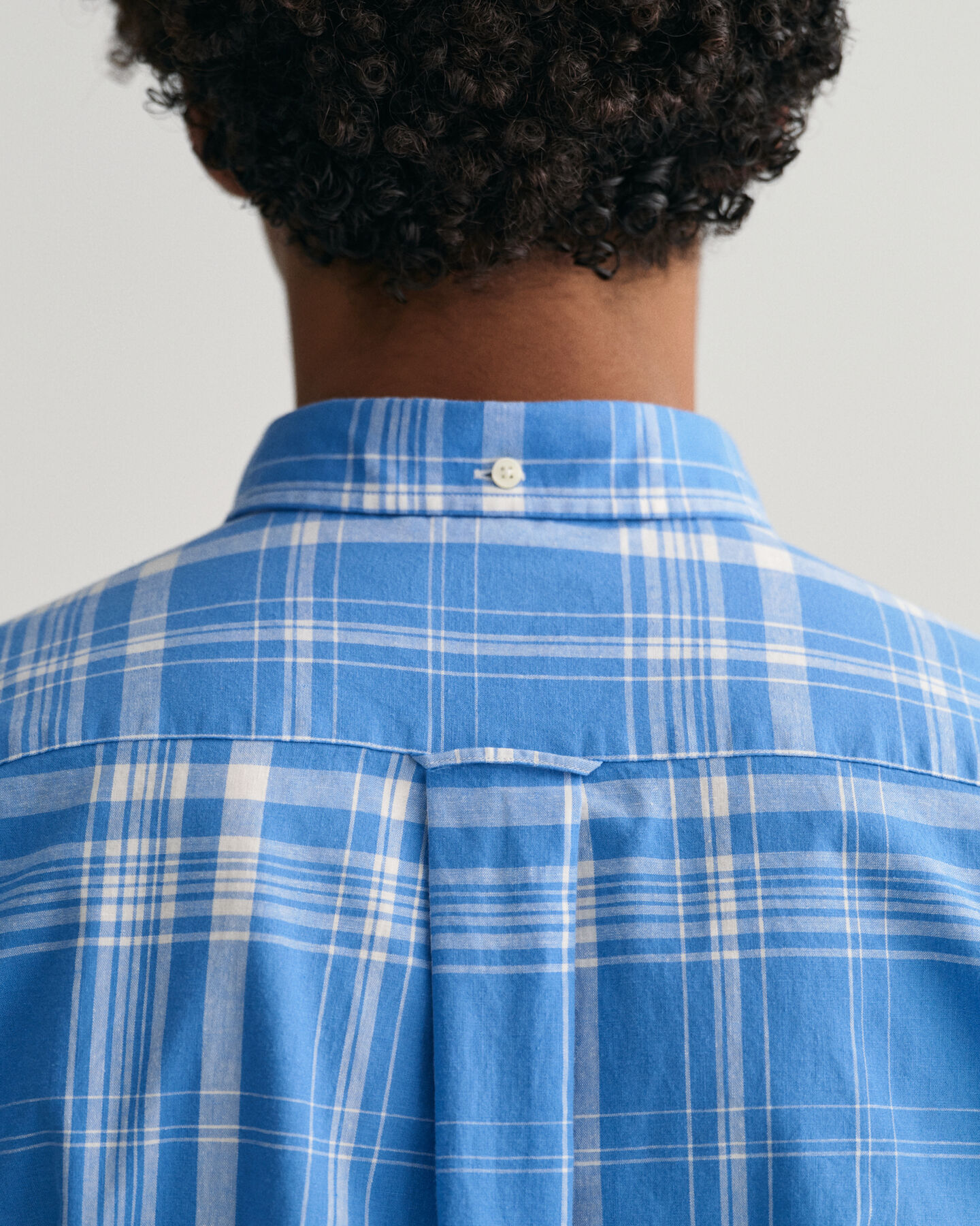 Geruit Regular Fit overhemd van katoen en linnen