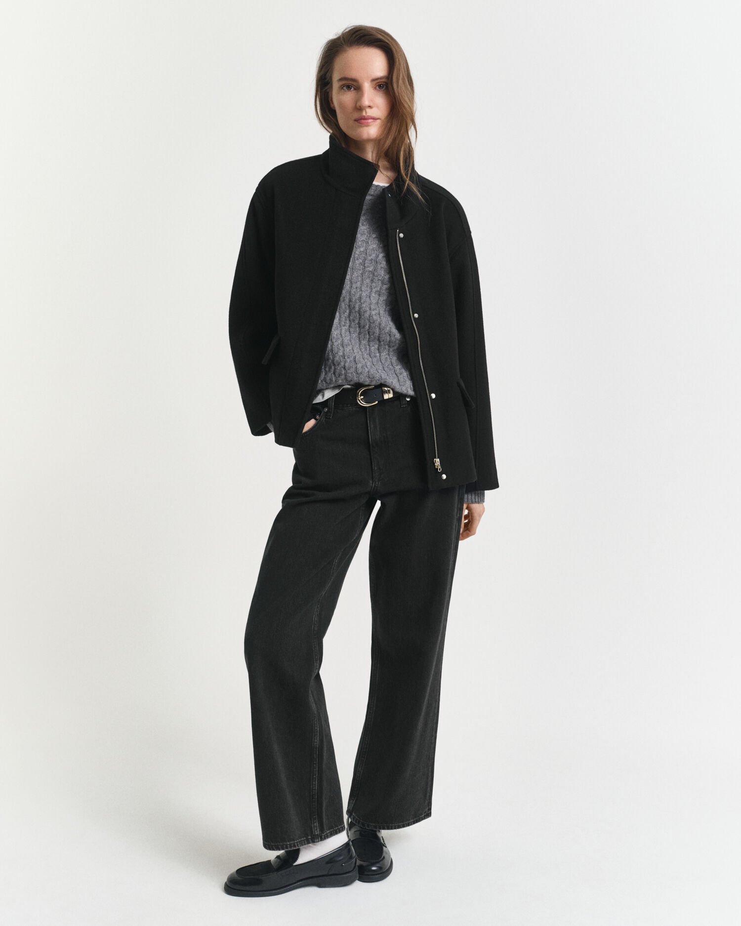 Kort wollen jack met rits