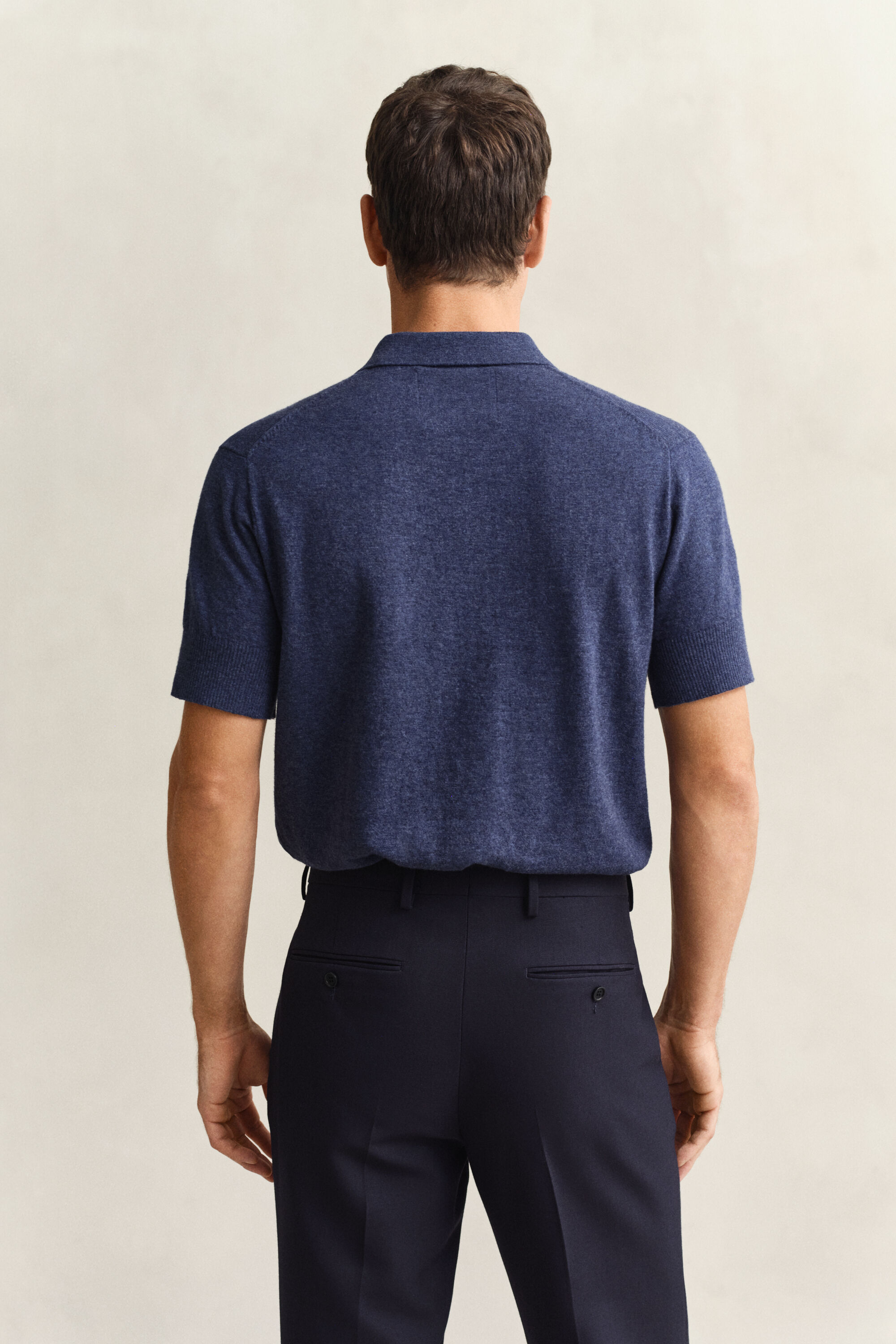 Polotrui met korte mouwen van ruwe katoenmix