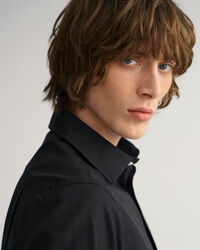 Slim Fit effen overhemd van keperstof