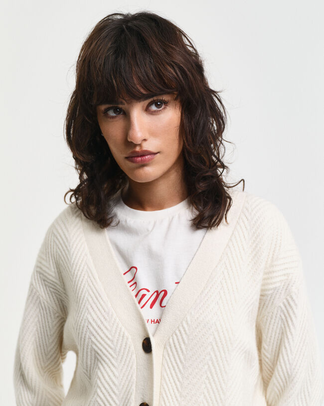 Vest met V-hals en visgraatmotief