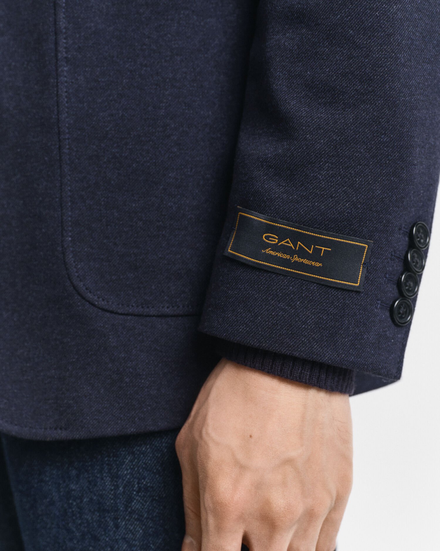 Tweekleurige Slim Fit jersey piqué blazer