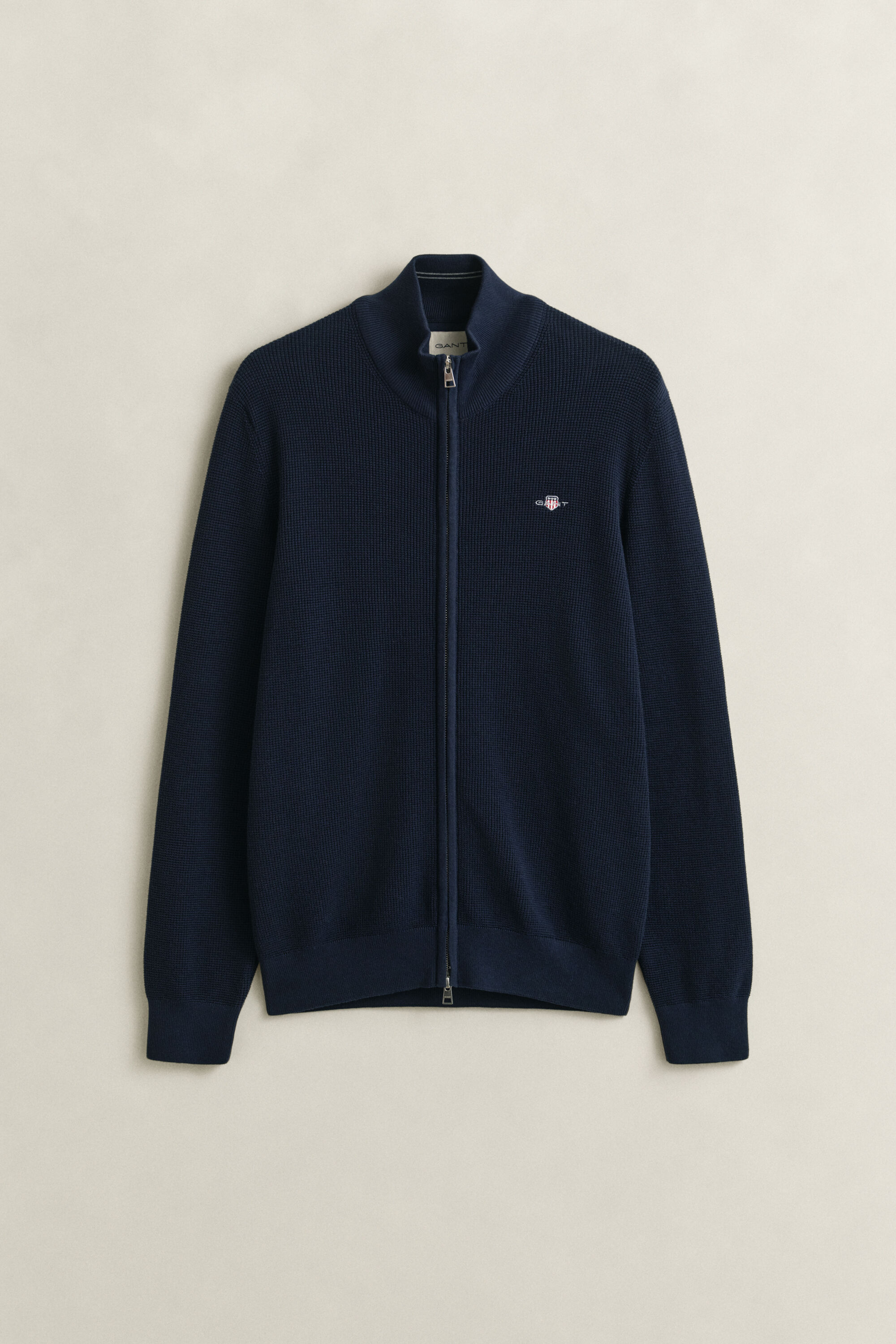 Katoenen vest met ritssluiting en textuur