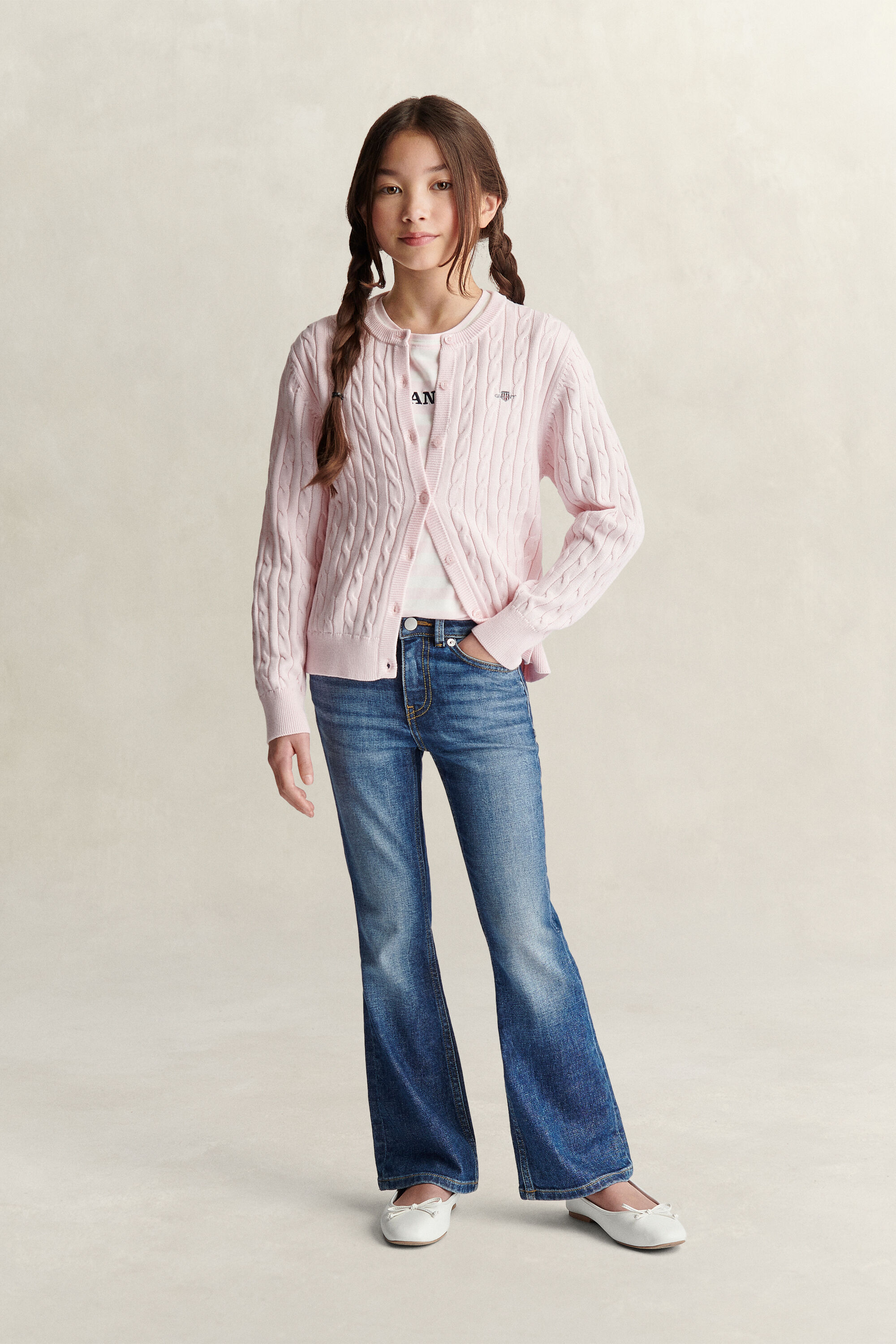 Teen Girls kabelgebreid vest