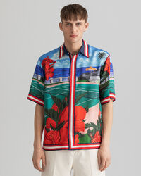 Regular Fit Scenery overhemd met korte mouwen van zijde