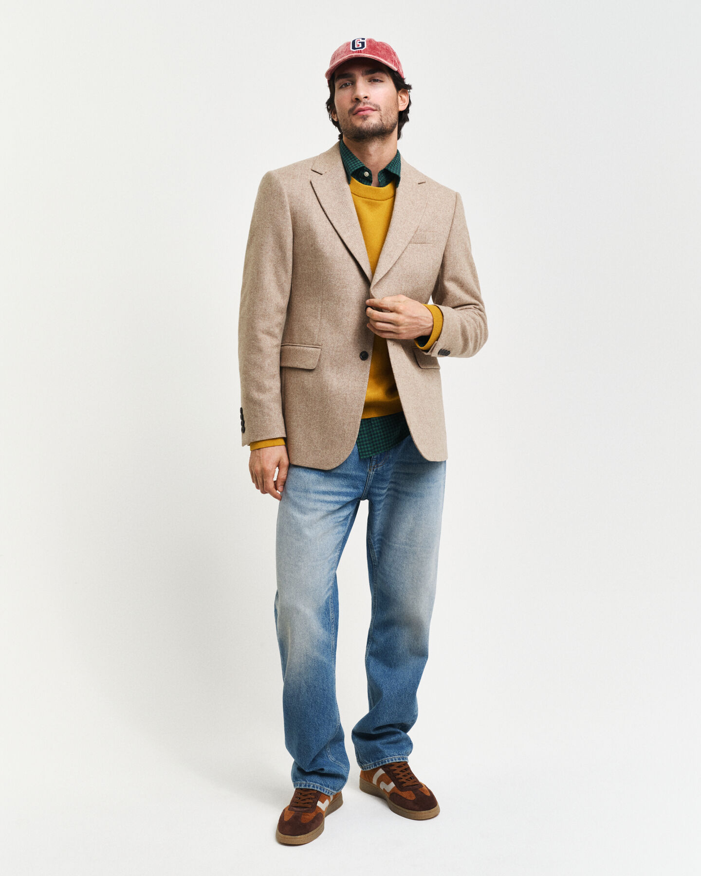 Kostuumblazer met visgraatmotief