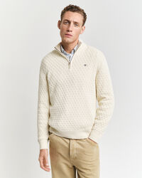 Katoenen Textured sweater met korte rits