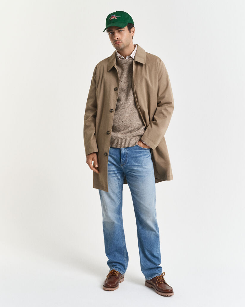 Trui met ronde hals van wolmix met spikkelpatroon