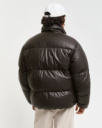 Gewatteerd leren jack met ganzendons