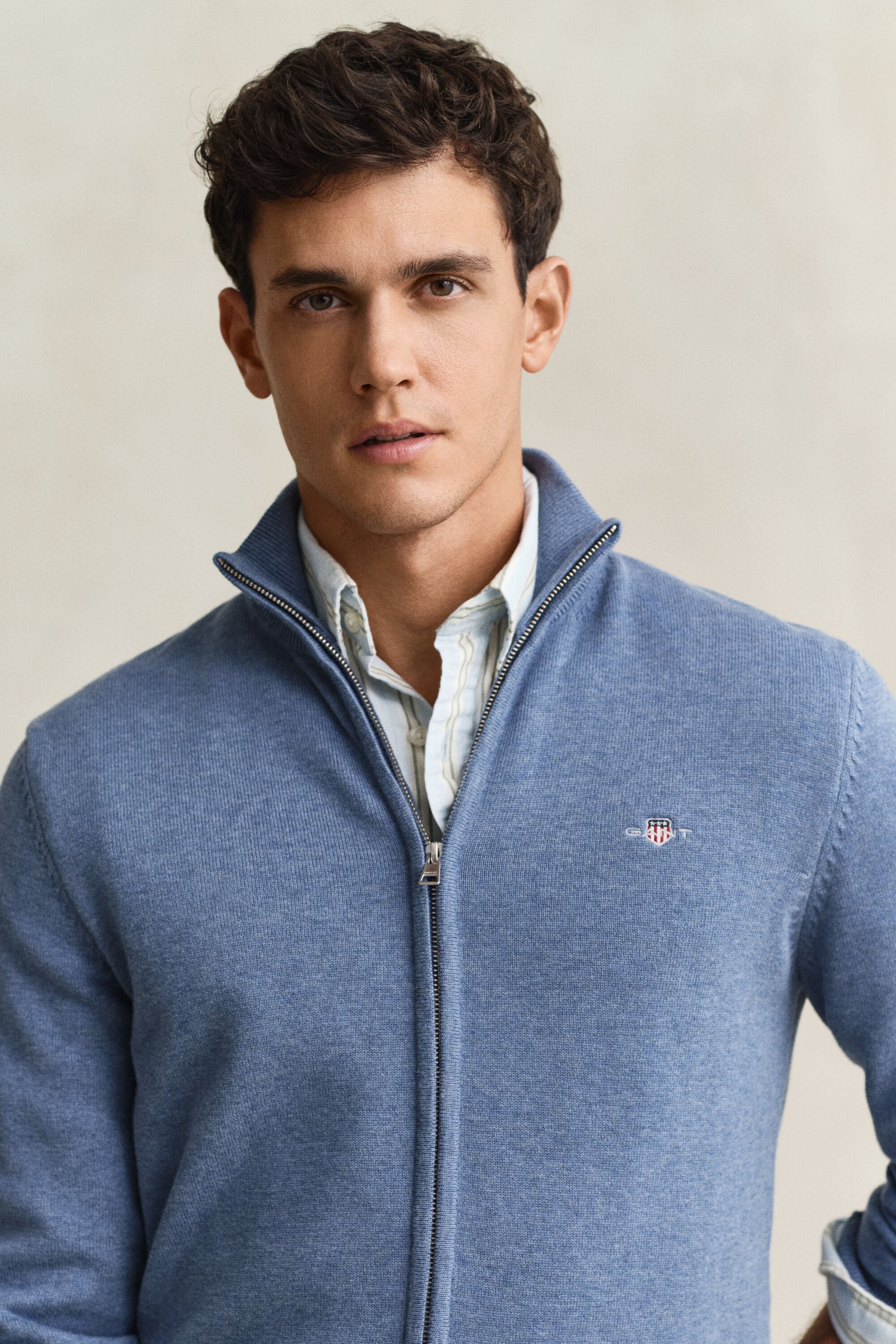 Casual vest van katoen met ritssluiting