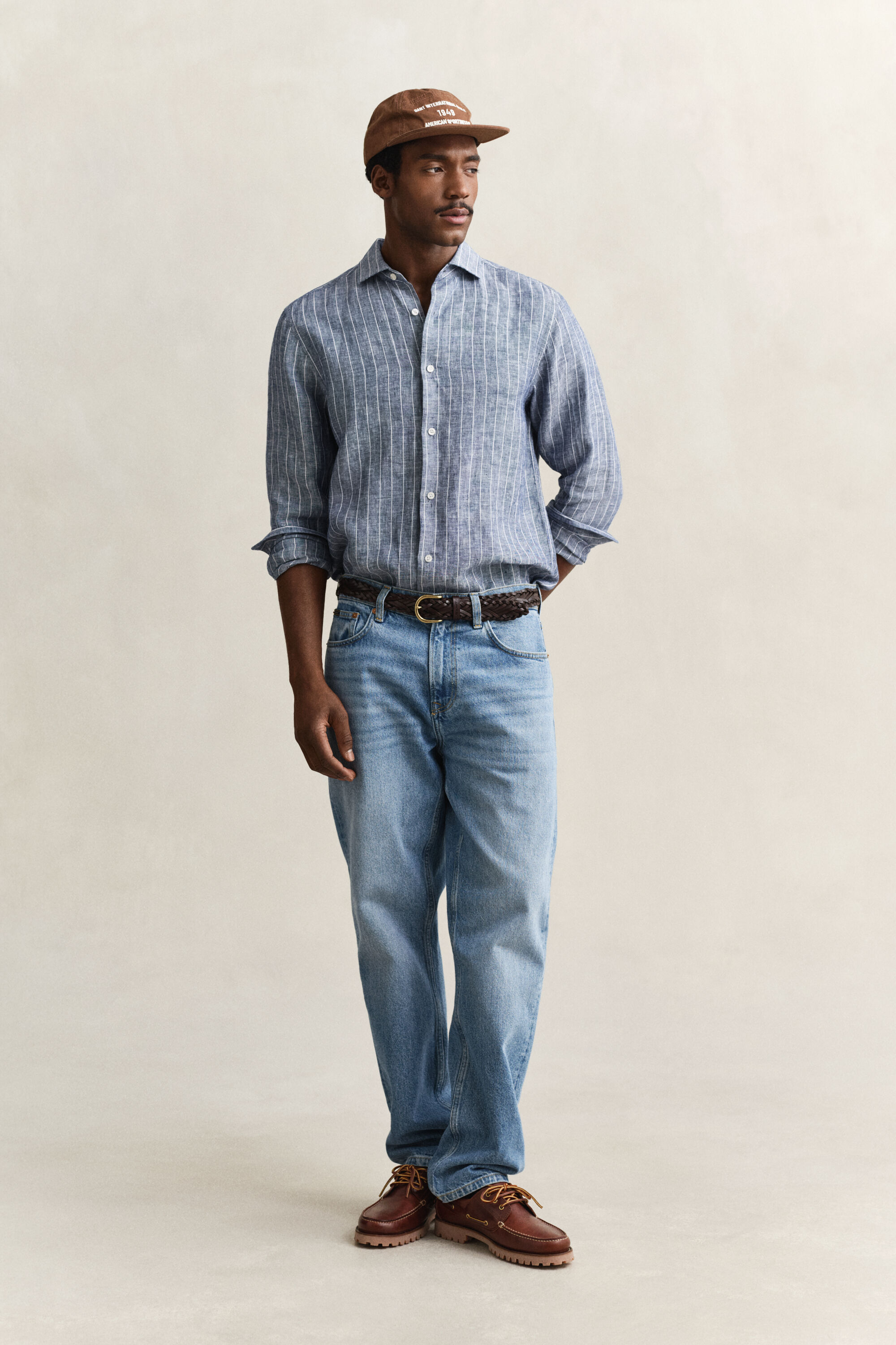 Gestreept linnen overoverhemd