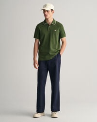 Piqu&eacute; poloshirt met omkaderd randje