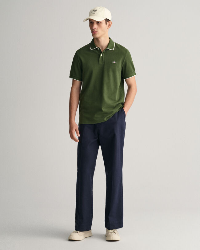 Piqu&eacute; poloshirt met omkaderd randje