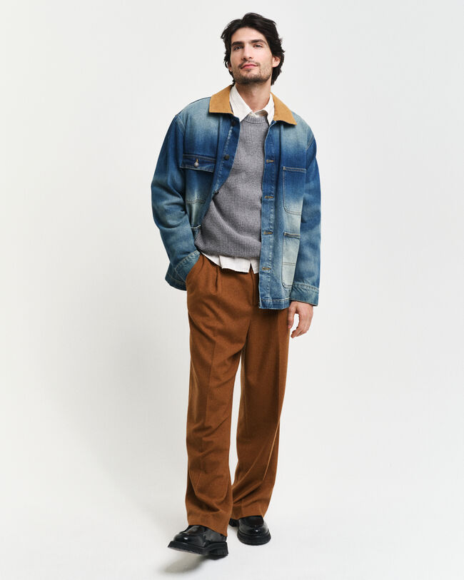 Trui met ronde hals van getextureerde wolmix