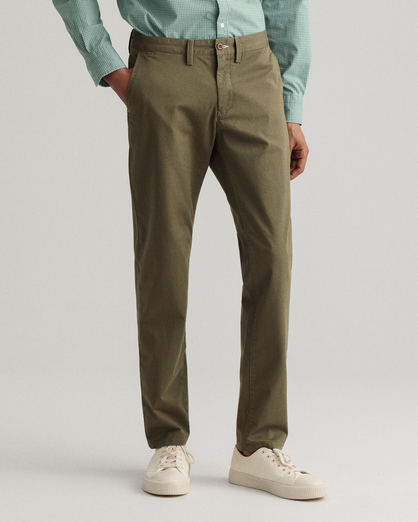 Hallden Slim Fit chino van keperstof
