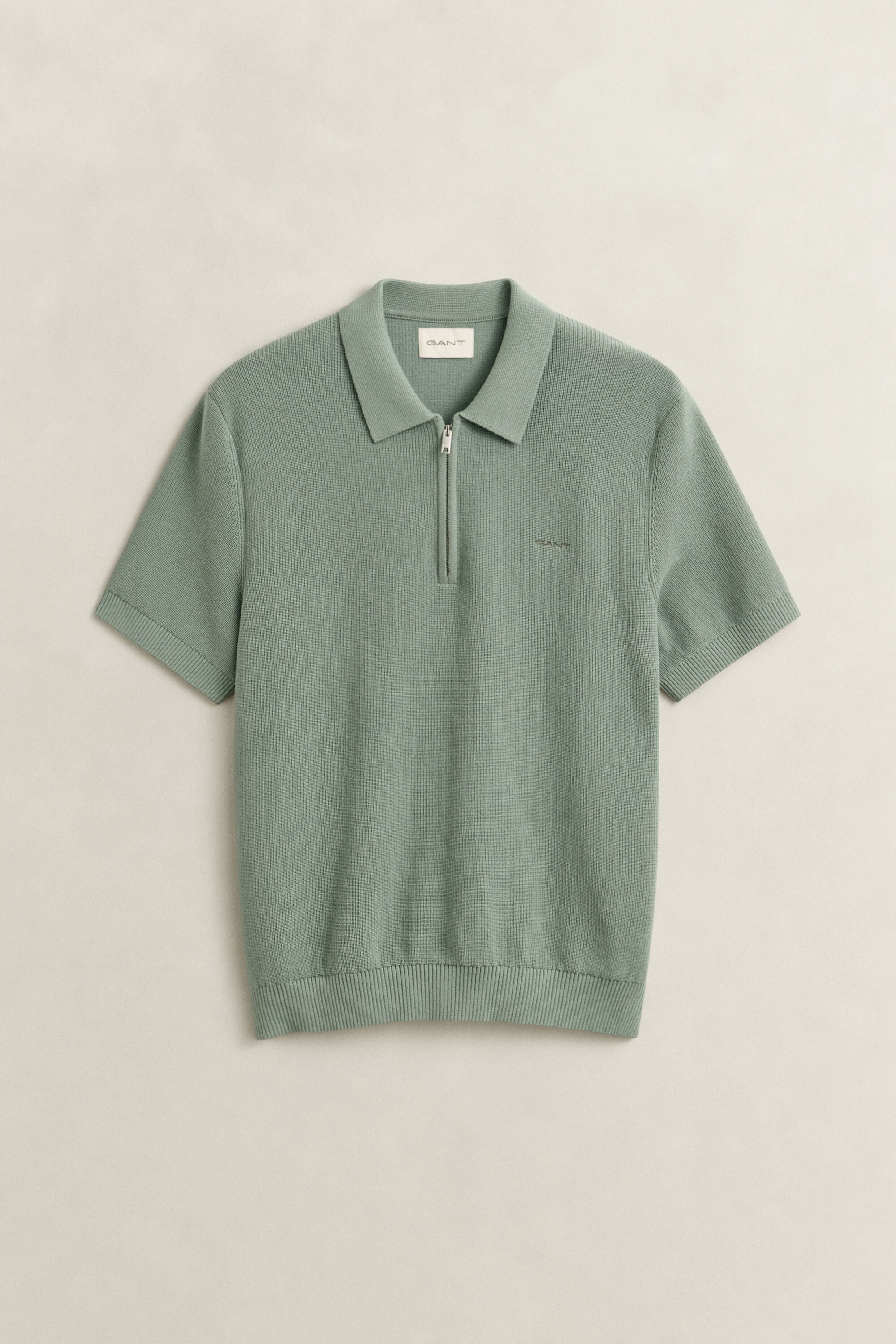 Polosweater van geribd katoen