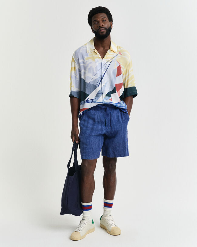 Relaxed Fit Sailing Scene overhemd met korte mouwen