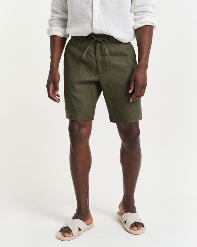 Relaxed Fit linnen short met trekkoordje